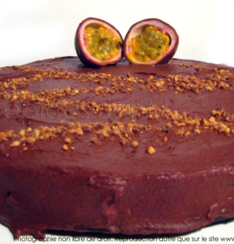 Gâteau chocolat passion sur croustillant aux noisettes, de Christophe Michalak