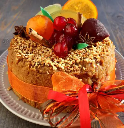Charlotte de Noël au pain d’épices, fruits confits et Whisky