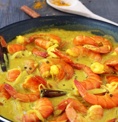 Poêlée de Crevettes et sa délicieuse sauce curry indien